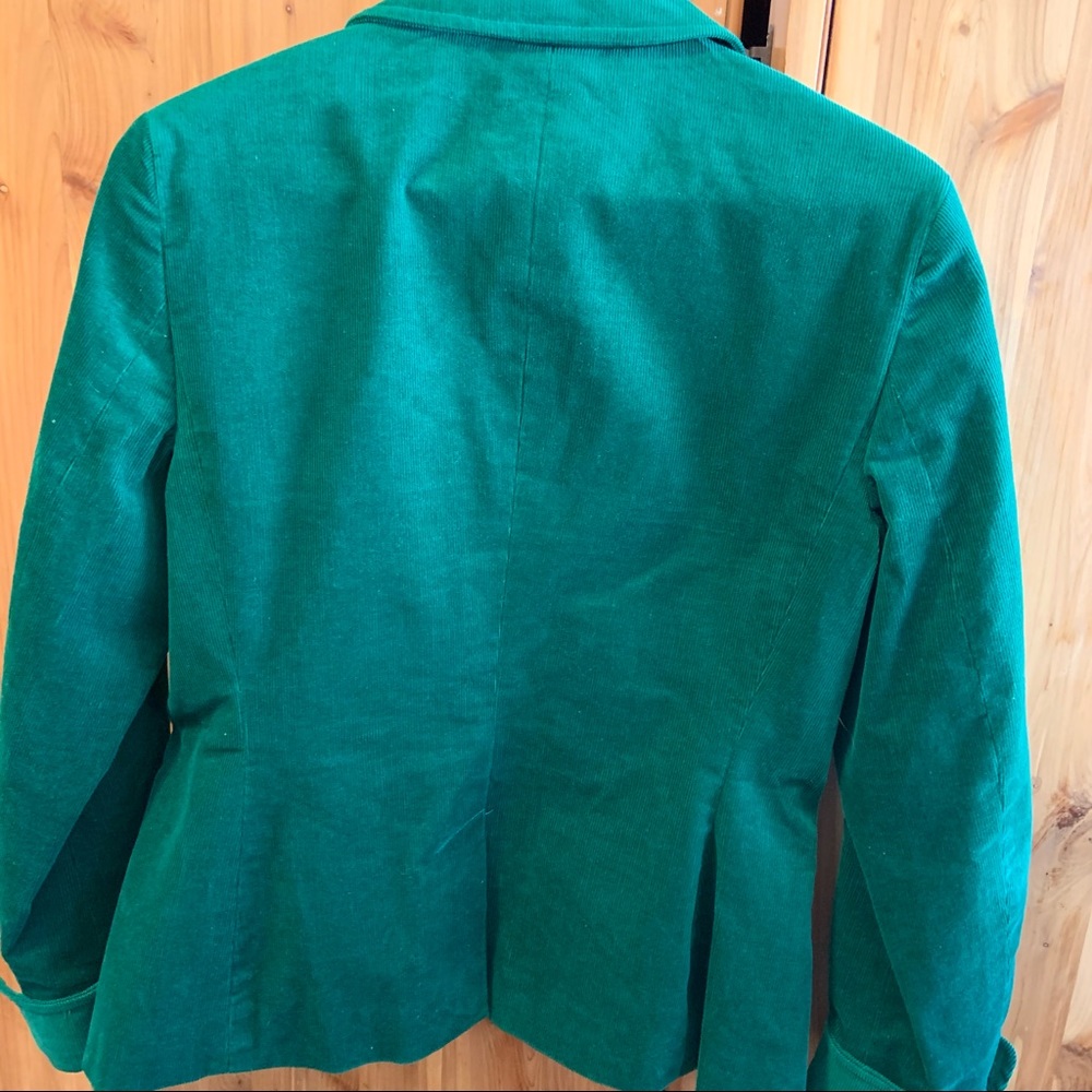 Talbots Corduroy Equestrian Blazer Kelly Green Bridle Bit Gold Accents - Picture 7 of 8